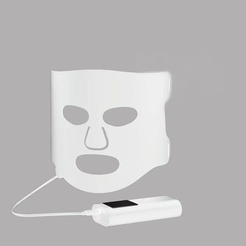 Orvee LED Face Mask being worn showing LED light therapy