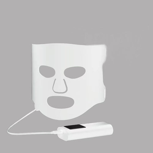 Orvee LED Face Mask being worn showing LED light therapy